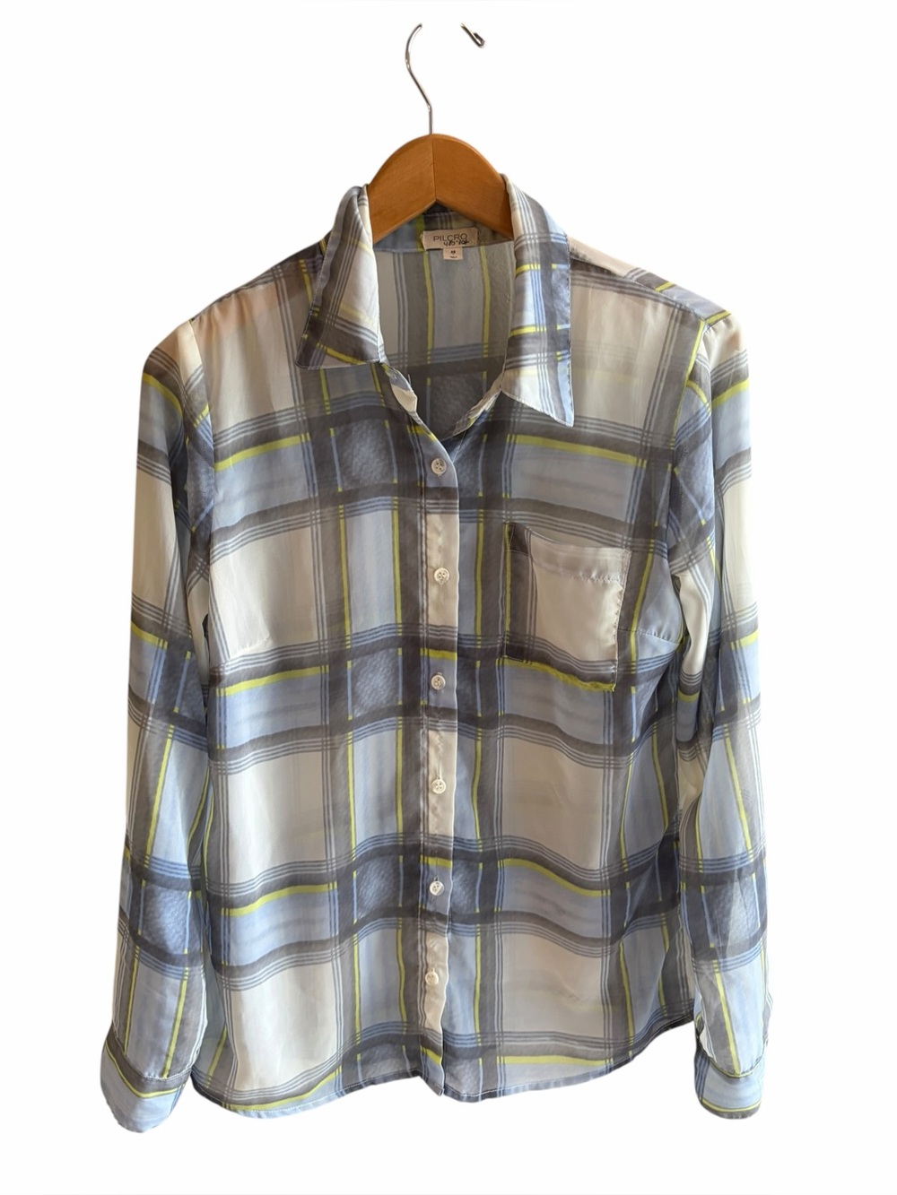 ANTHROPOLOGIE PILCRO Sheer Plaid Button Down Top